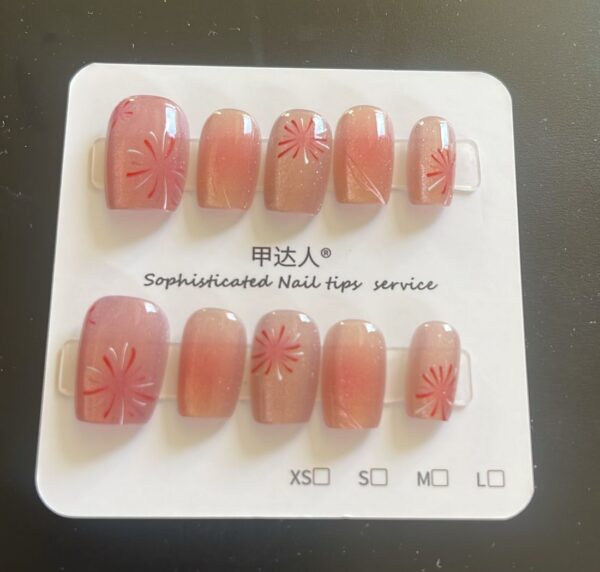Pink Firework Cat-Eye Press-On Nails