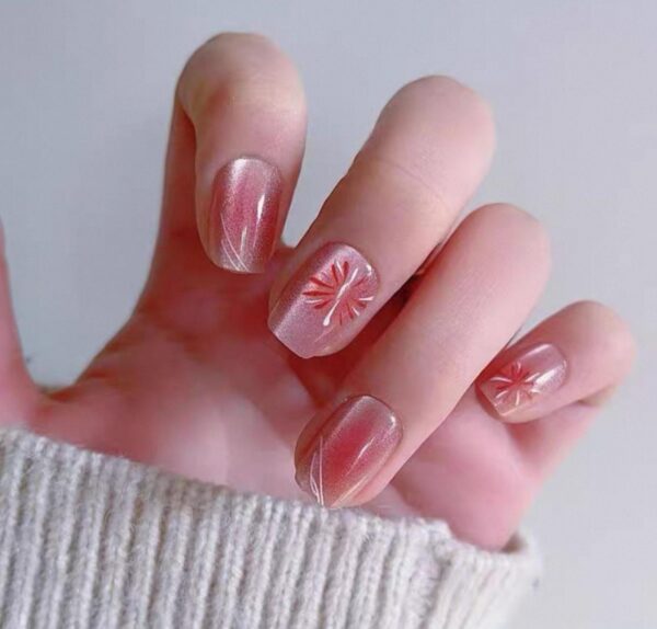 Pink Firework Cat-Eye Press-On Nails