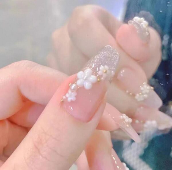 Pink Sakura art Press-On Nails
