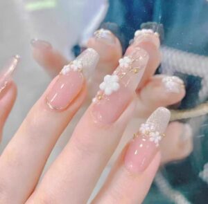 Pink Sakura art Press-On Nails
