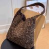 Autumn/Winter Suede-Touch Leopard Print Tote Bag
