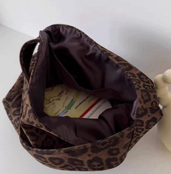 Autumn/Winter Suede-Touch Leopard Print Tote Bag