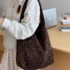 Autumn/Winter Suede-Touch Leopard Print Tote Bag