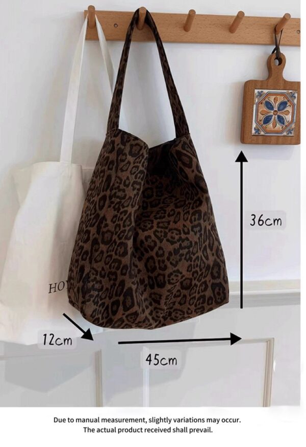 Autumn/Winter Suede-Touch Leopard Print Tote Bag