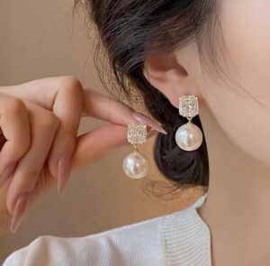 Cubic Zirconia & Imitation Pearl Earrings