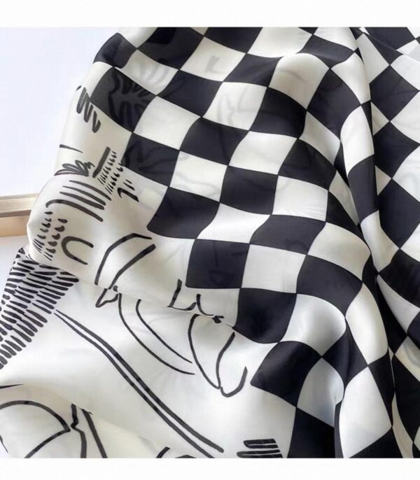 Hand-Painted Graffiti Checkerboard Scarf
