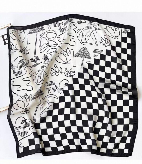 Hand-Painted Graffiti Checkerboard Scarf