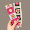 Knitted Embroidered Velcro Headband---Green flower + Pink flower Knitted Embroidered Velcro Hairband ---set of 2 (green + pink flower)