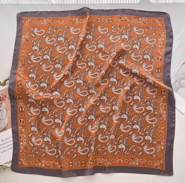 Korean-Style Paisley Fashion Square Scarf (Orange)