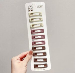 Milk Coffee Color Kids Hair Clips – Rectangle Shape (Set of 10)