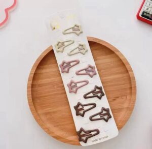 Milk Coffee Color Kids Hair Clips – Shooting Star Shape (Set of 10)