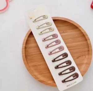 Milk Coffee Color Kids Hair Clips – Teardrop Shape (Set of 10)
