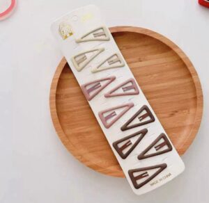 Milk Coffee Color Kids Hair Clips – Triangle Shape (Set of 10)
