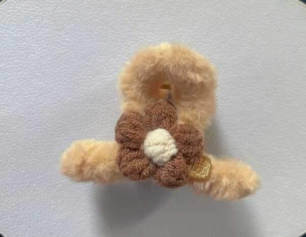 Winter yarn flower hair claw clip