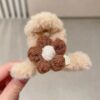 Winter yarn flower hair claw clip