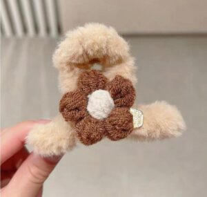Winter yarn flower hair claw clip
