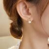 Gold Triangle Pearl Earrings