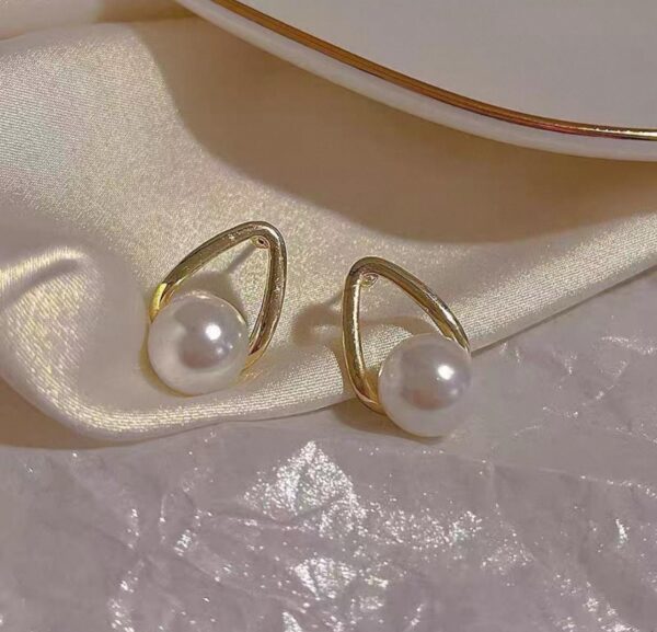 Gold Triangle Pearl Earrings
