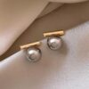 Grey Pearl Bar Earrings Grey Pearl Bar Earrings