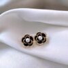 Korean-Style Black Pearl Camellia Earrings Korean-Style Black Pearl Camellia Earrings