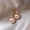Korean-Style Pink Pearl Earrings