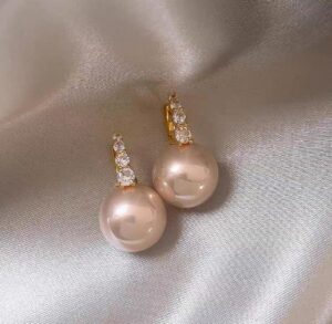 Korean-Style Pink Pearl Earrings