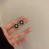 Korean-Style black camellia Pearl Earrings3 Korean-Style Black Pearl Camellia Earrings