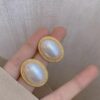 Vintage Oval Pearl Earrings2 Vintage Oval Pearl Earrings
